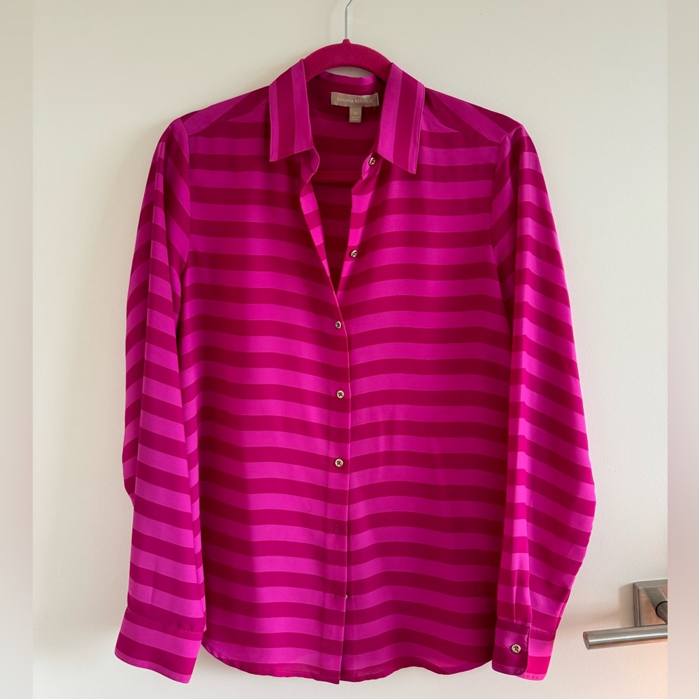 Pink striped silk blouse